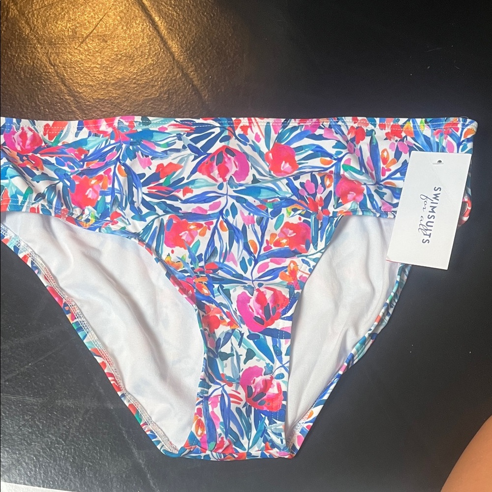 Women’s Plus Size 16 Colorful Floral Bikini Bottom NWT